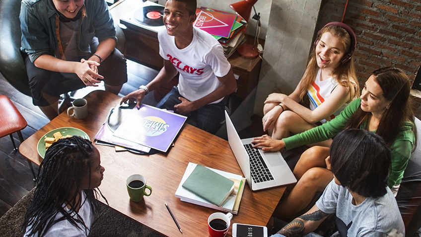 Students at a meeting