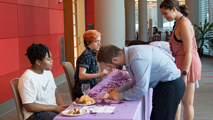 Students signing in to an event in Talley